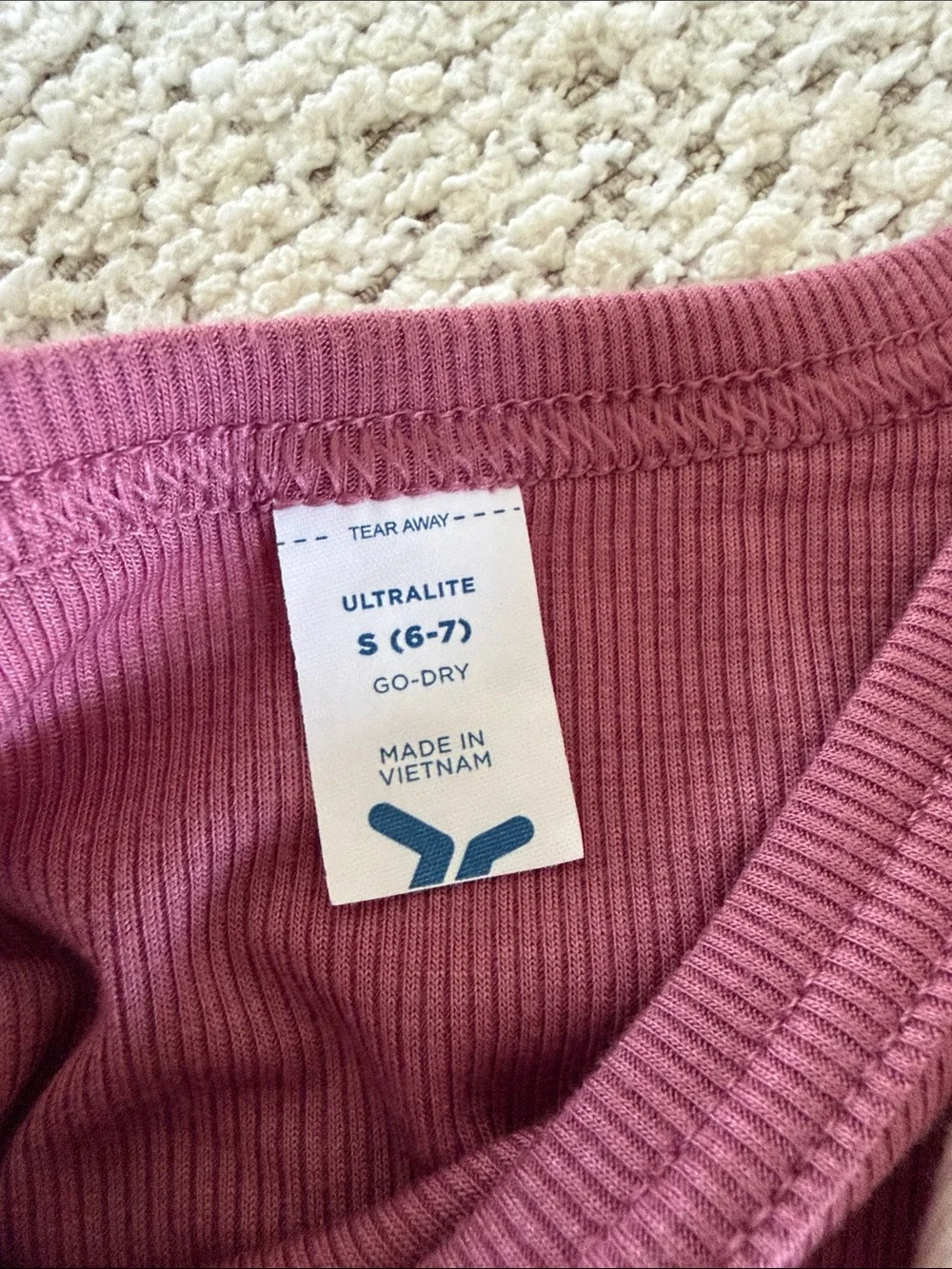 Old Navy Ribbed Long-Sleeve Scoop Neck Top - Mauve & Cream
